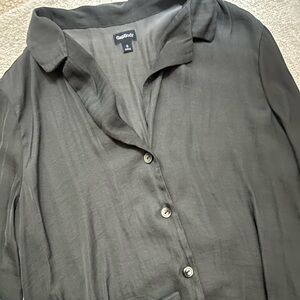 Gap Body dark grey satin/silk button down top